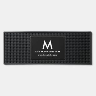 Professional Black Monogram Custom Business  Bar Mat