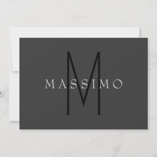 Professional Black Monogram Gray Your Name (Front)