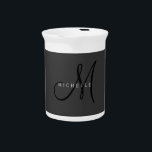 Professional Black Monogram Gray Your Name Beverage Pitcher<br><div class="desc">Plain Minimalist Modern Designs. They're all simple,  attractive,  unique.</div>