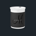 Professional Black Monogram Gray Your Name Beverage Pitcher<br><div class="desc">Plain Minimalist Modern Designs. They're all simple,  attractive,  unique.</div>
