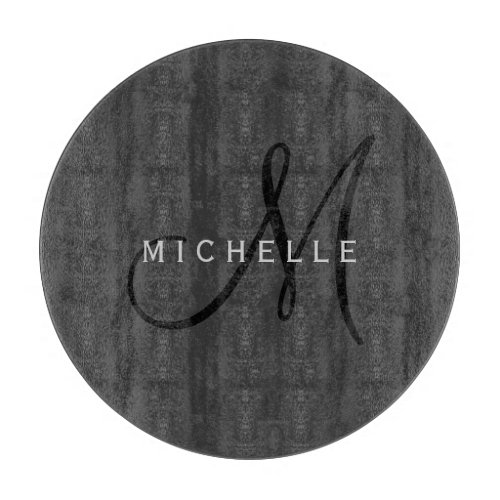 Professional Black Monogram Gray Your Name Cutting Board