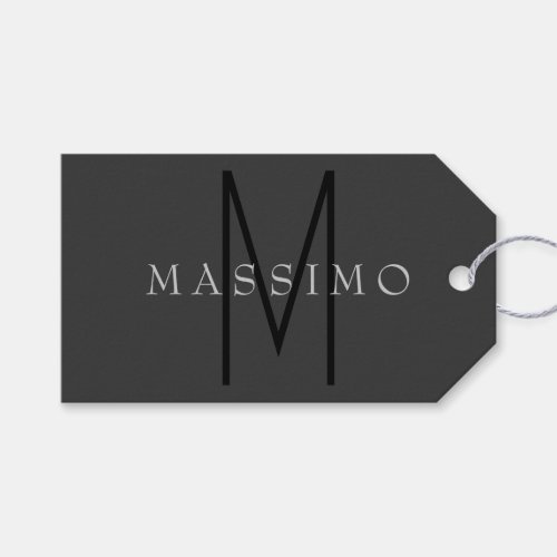 Professional Black Monogram Gray Your Name Gift Tags