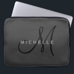 Professional Black Monogram Gray Your Name Laptop Sleeve<br><div class="desc">Plain Minimalist Modern Designs. They're all simple,  attractive,  unique.</div>
