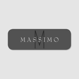 Professional Black Monogram Gray Your Name Tag
