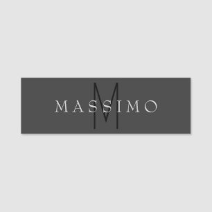 Professional Black Monogram Gray Your Name Tag