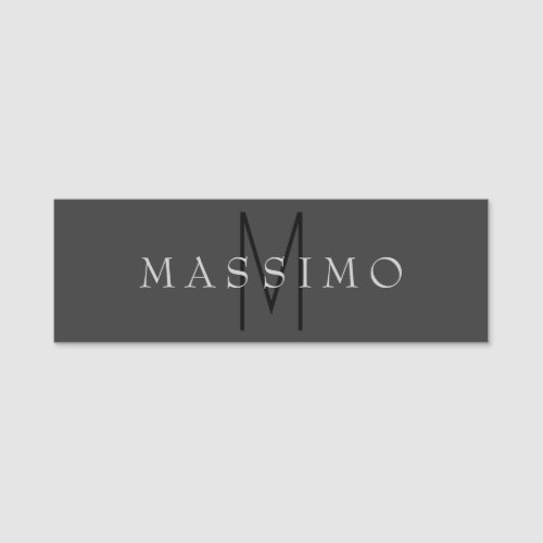 Professional Black Monogram Gray Your Name Tag