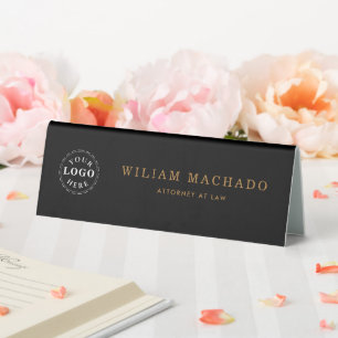 Professional Black Name Plate for Attorneys Table Tent
