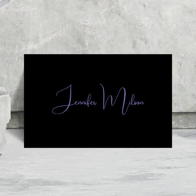 Professional Black & Neon Purple handwritten Business Card (Creator Uploaded)