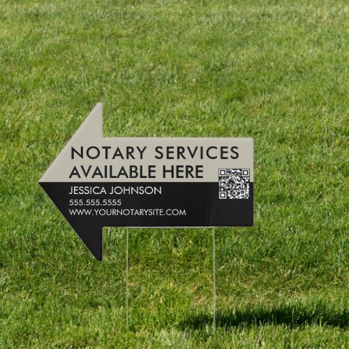 Professional Black Notary Available Here QR Code Sign