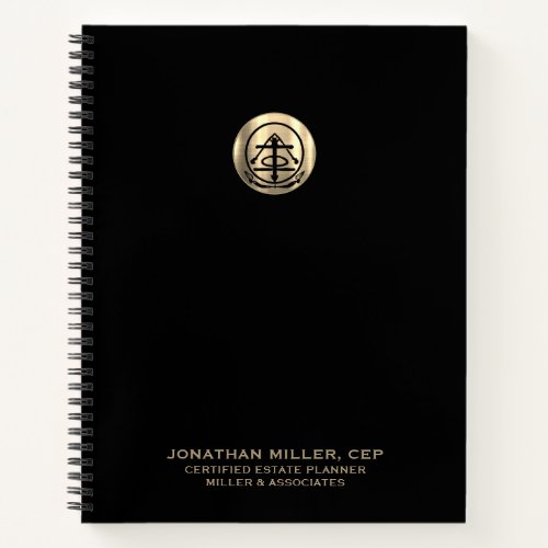 Professional Black Notebook with Gold Logo