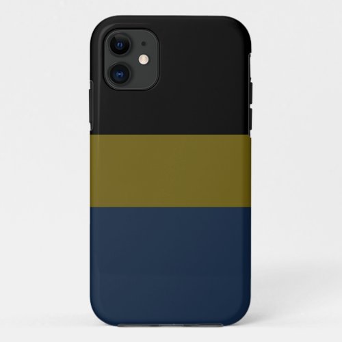 Professional Black Olive Green Navy Blue Stripes iPhone 11 Case
