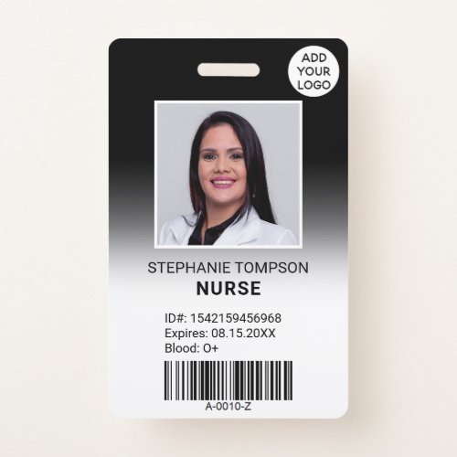 Professional black ombre nurse photo logo code badge