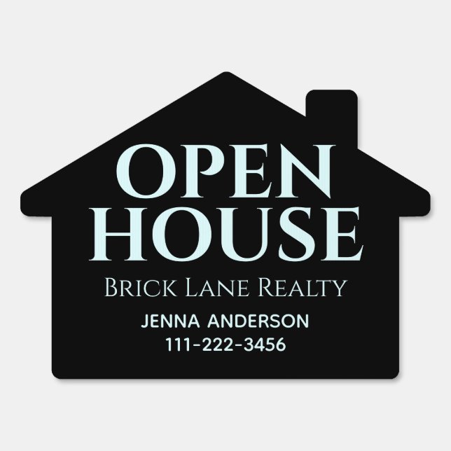 Professional Black Open House Real Estate  Sign (Front)