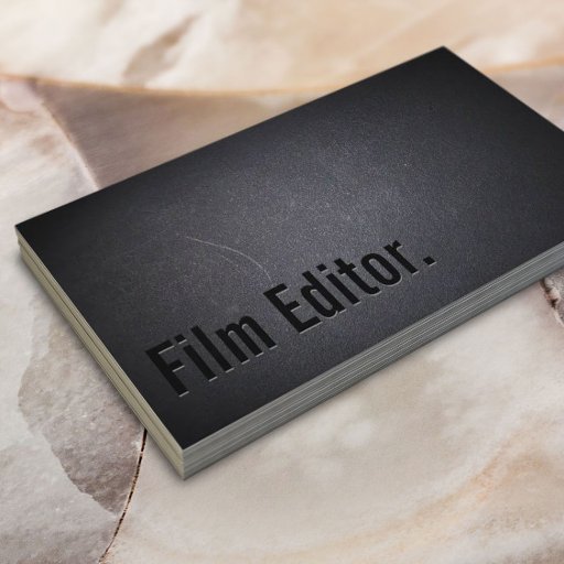 Customizable Professional Black Out Film Editor Business Card