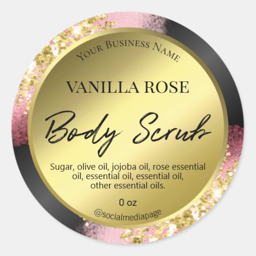 Professional Black Pink Gold Body Scrub Labels
