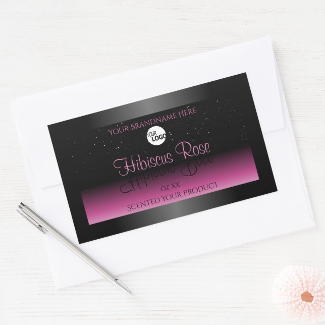 Professional Black Pink Product Label Glitter Logo (Envelope)