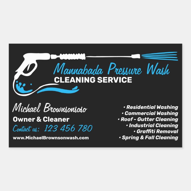 Professional Black Pressure Wash Power Cleaning Rectangular Sticker