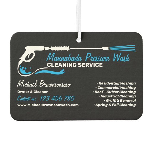 Professional Black Pressure Washing Power Cleaning Air Freshener (Front)