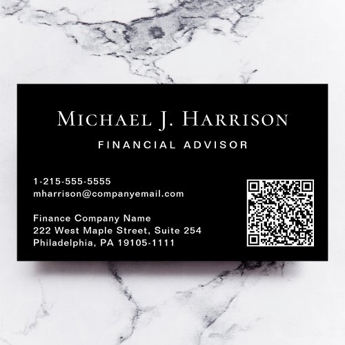Professional Black QR Code Business Card