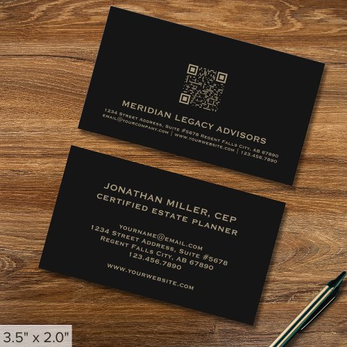 Professional Black QR Code Business Card