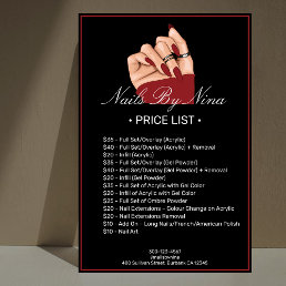 Professional Black &amp; Red Manicurist Price List  Poster