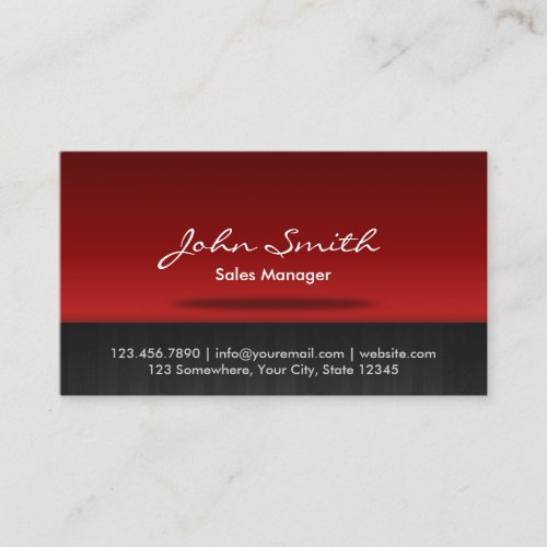 Professional Black  Red Sales Manager Business Card