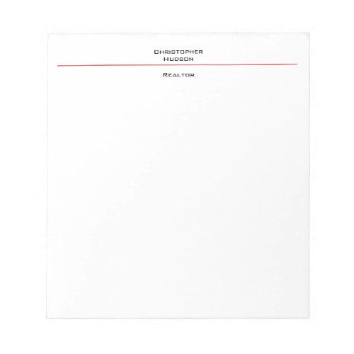 Professional Black Red White Simple Plain Notepad