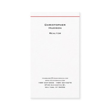 Professional Black Red White Simple Plain Realtor Business Card Professional Black Red White Simple Plain Realtor Business Card