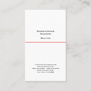 Professional Black Red White Simple Plain Realtor Business Card