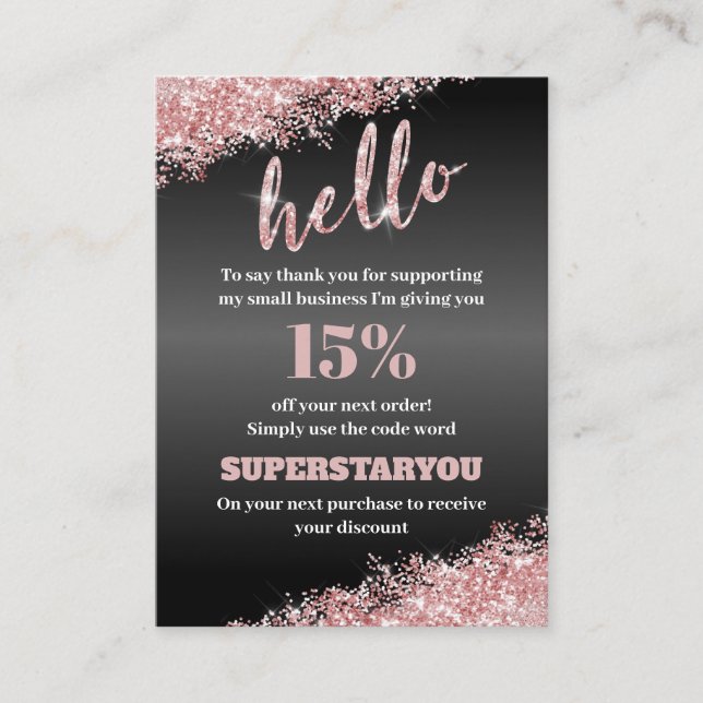 Professional Black Rose Gold Thank You Insert Card (Front)