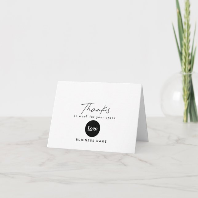 Professional Black Script Business Logo Thank You  (Front)