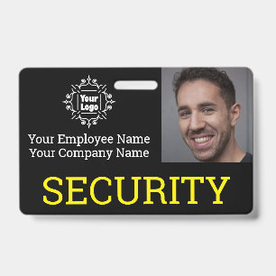 Professional Black Security Guard Photo ID Badge