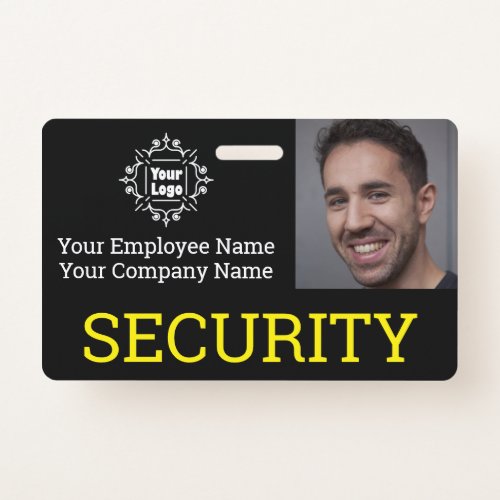 Professional Black Security Guard Photo ID Badge