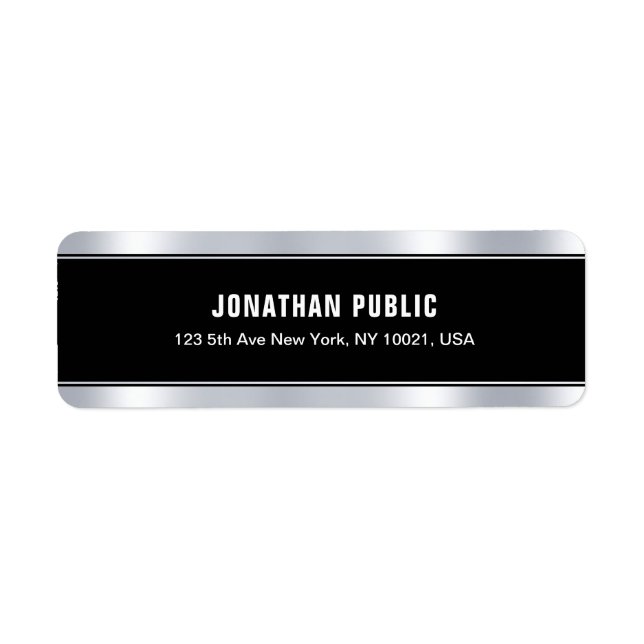 Professional Black Silver Elegant Template Modern Label (Front)