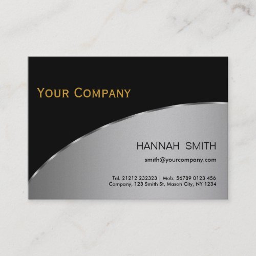 Professional Black Silver Metal Modern Elegant Business Card