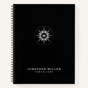 Professional Black & Silver Monogram Initial Notebook