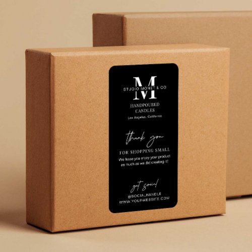 Professional Black Thank You Monogrammed Box Seal Label