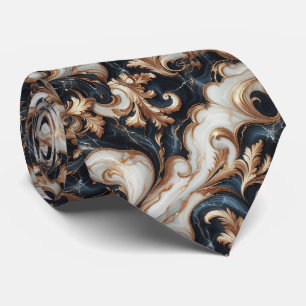 Professional Black, White and Gold Marble Neck Tie