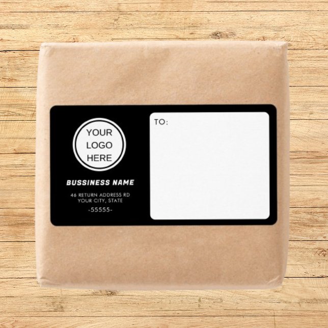 Professional Black White Business Logo Shipping Label (Creator Uploaded)