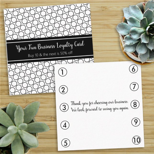 Professional Black White Business Loyalty Punch Appointment Card (Creator Uploaded)