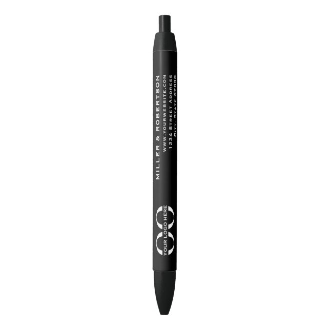Professional Black White Company Logo Pen (Front Vertical)