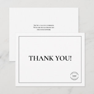 Professional Black White Company Logo Thank You Card