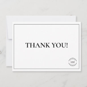 Professional Black White Custom Company Logo Thank You Card