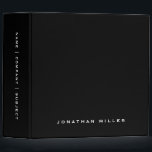 Professional Black & White Custom Name 2" 3 Ring Binder<br><div class="desc">Modern professional 2 inch binder features a minimal design in a black and white color palette. Custom name presented in the lower third in stylish simple font and custom name, company or subject on the spine. Shown with a custom name on the front in traditional typography, this personalized business binder...</div>