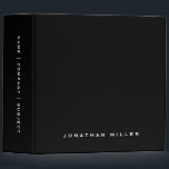 Professional Black & White Custom Name 2" 3 Ring Binder<br><div class="desc">Modern professional 2 inch binder features a minimal design in a black and white color palette. Custom name presented in the lower third in stylish simple font and custom name, company or subject on the spine. Shown with a custom name on the front in traditional typography, this personalized business binder...</div>