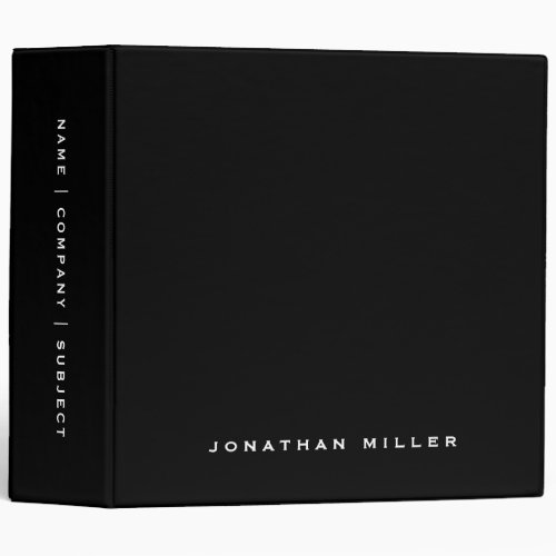 Professional Black  White Custom Name 2 3 Ring Binder