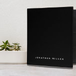 Professional Black White Custom Name 3 Ring Binder<br><div class="desc">Modern professional binder features a minimal design in a black and white color palette. Custom name presented in the lower third in stylish simple font and custom name, company or subject on the spine. Shown with a custom name on the front in traditional typography, this personalized business binder is designed...</div>