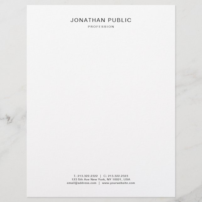 Professional Black White Elegant Simple Template Letterhead (Front)