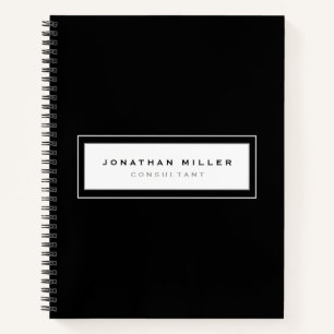 Professional Black & White Framed Name & Title Notebook