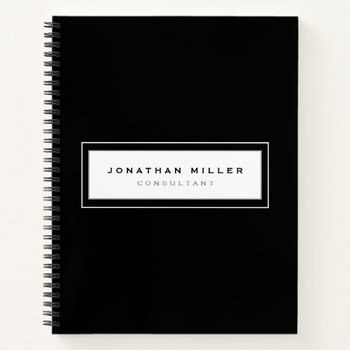 Professional Black  White Framed Name  Title Notebook